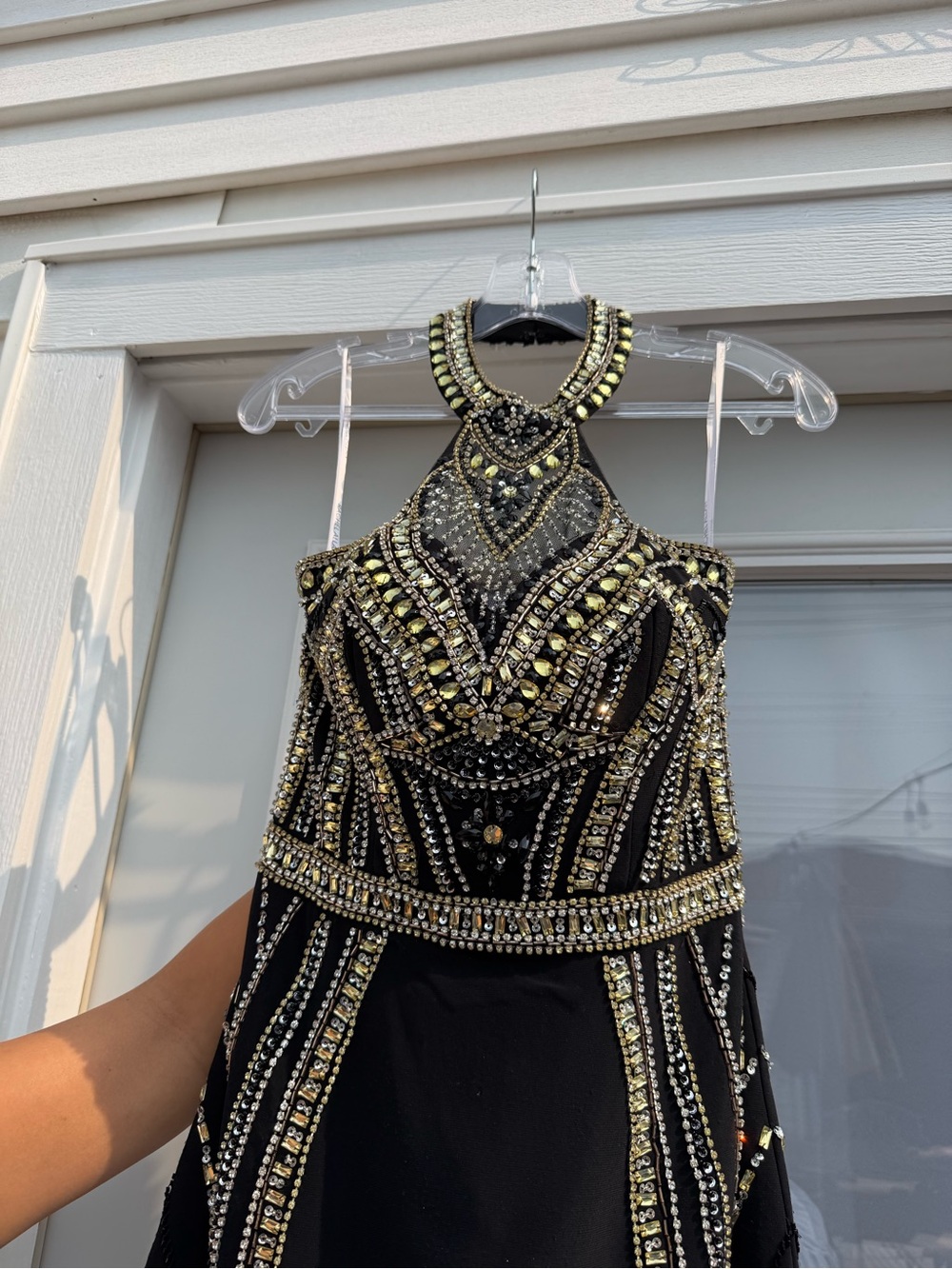 Rachel Allan Black Mini Dress with Gold Embellishment - Picture 5 of 7